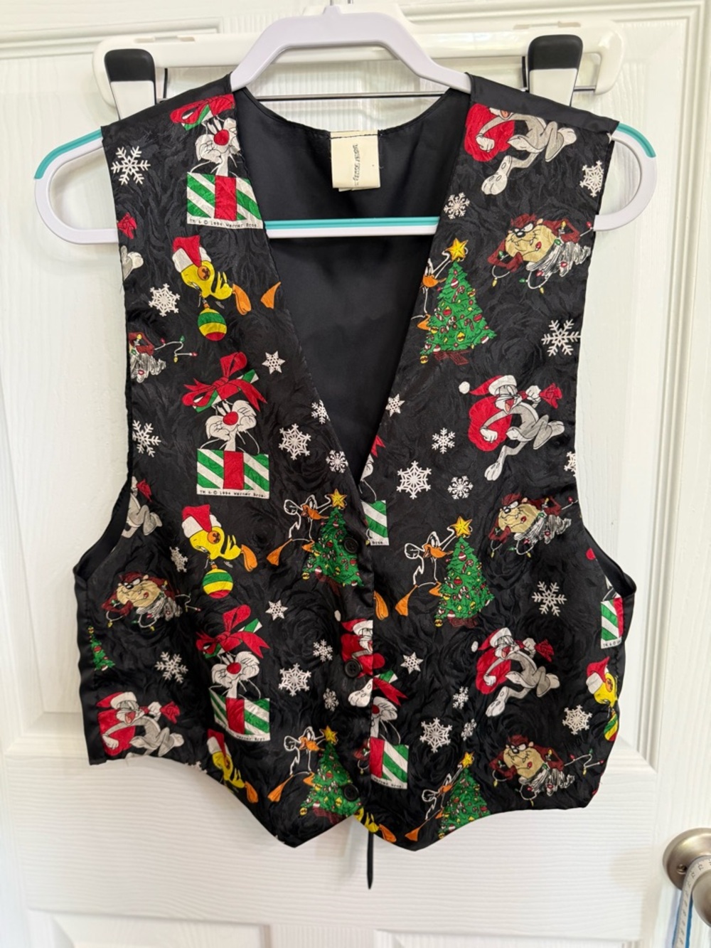 Looney Tunes Christmas Vest Vintage 90s Warner Bros Holiday Vest M/L